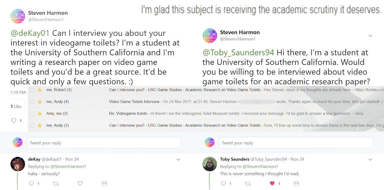 sending dms to game toilet blog curators