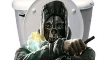 Dishonored protagonist in toilet